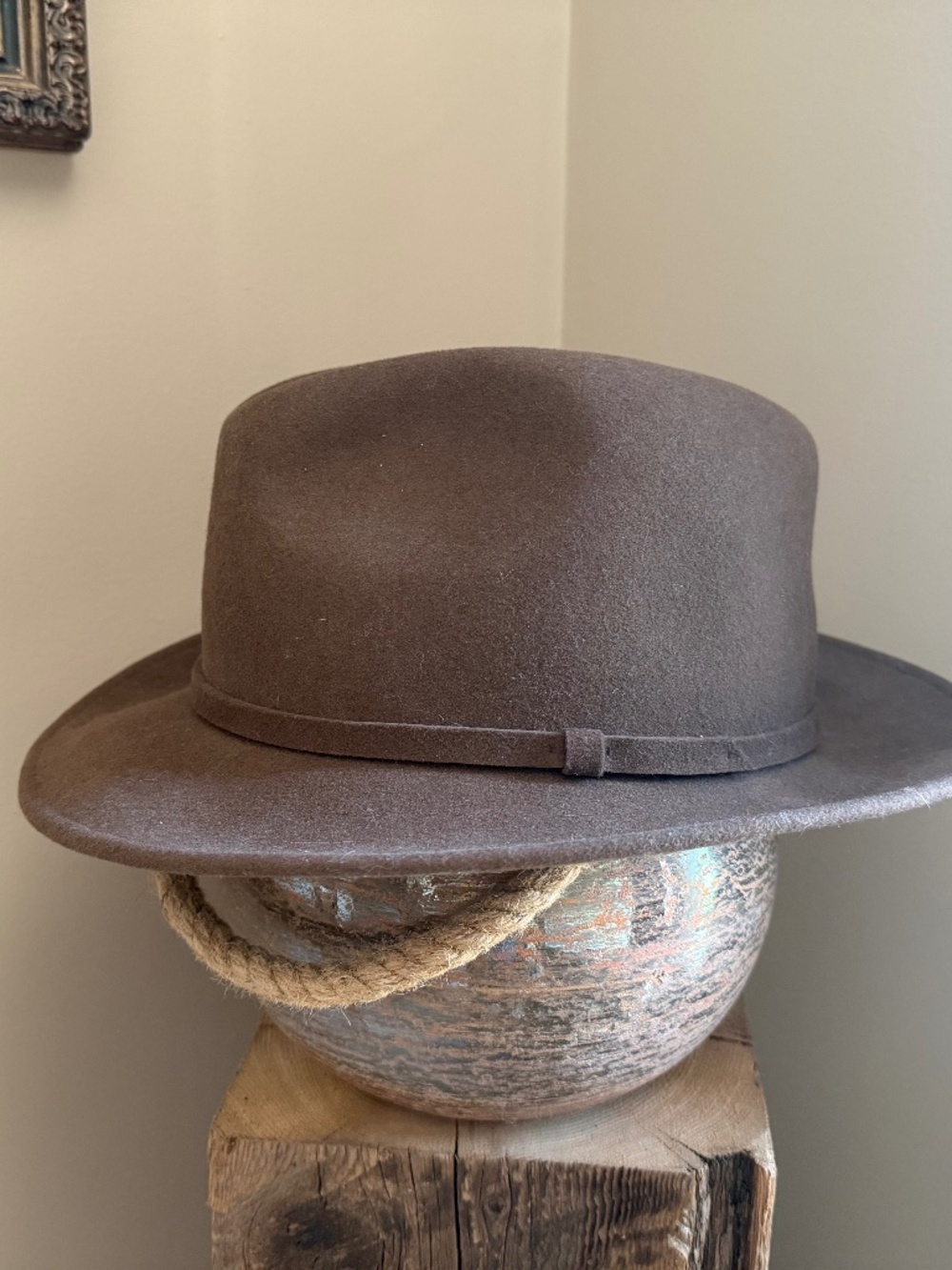 Schuman & Sullivan of New Haven Connecticut Crusher Brown Wool Fedora Sz L Exc
